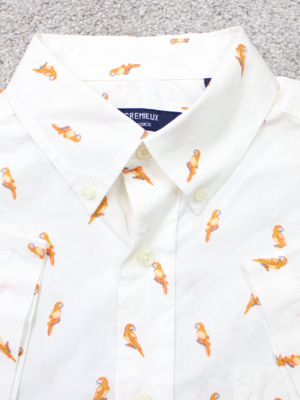 Cremieux Classics AOP Shirt Mens Medium White/Orange Bird All Over Print S/S
